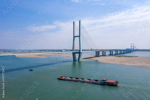 Jingzhou yangtze river bridge at hubei province, China. photo