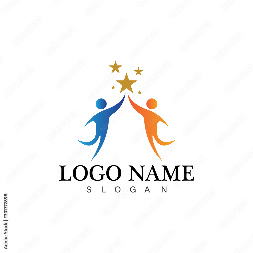 Fototapeta premium human people success people care logo and symbol template