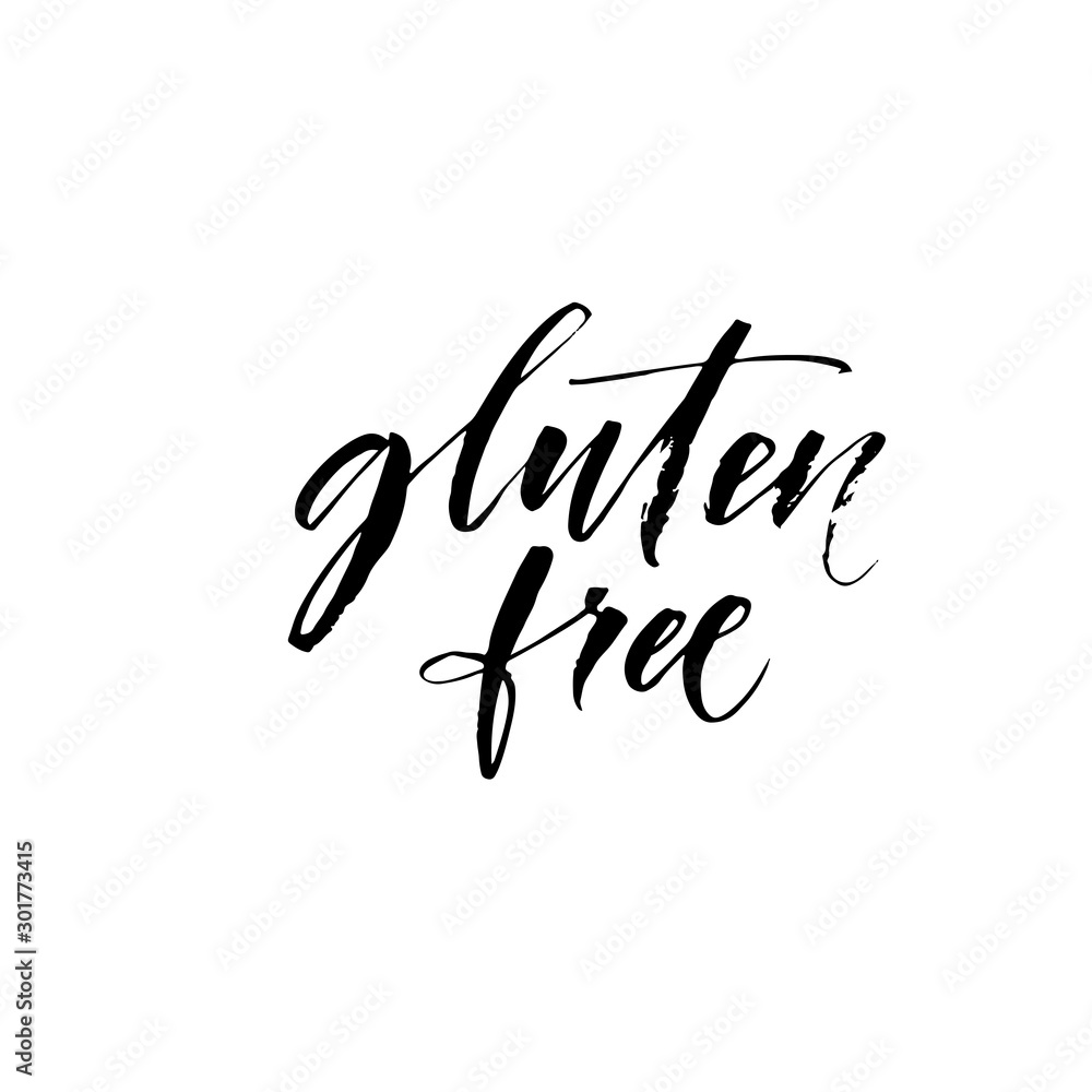 Gluten free calligraphy phrase. Hand drawn ink illustration isolated on white.