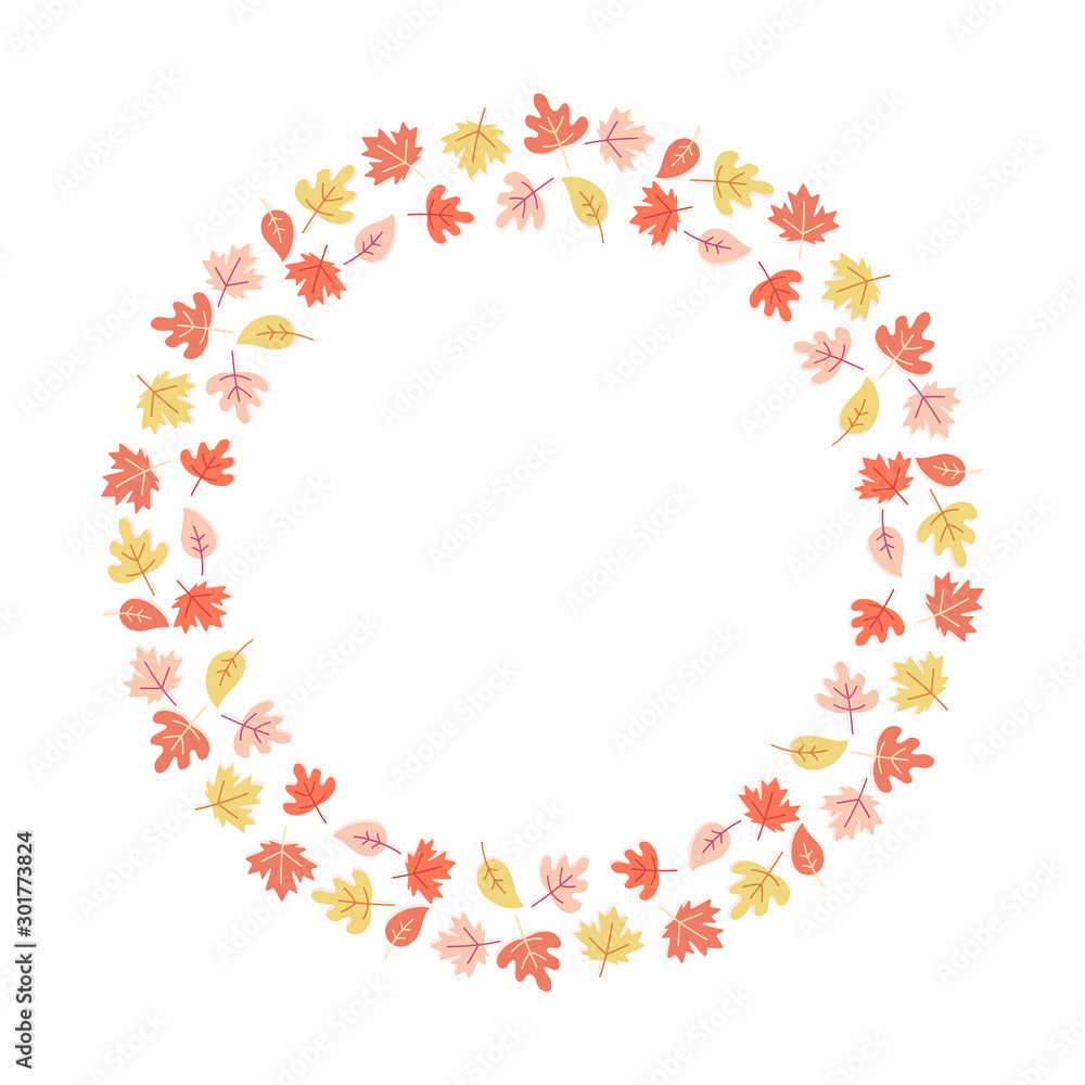 Autumn holiday Wreath frame decorative brush flowers and leafs Autumn holiday Wreath frame decorative brush flowers and leafs