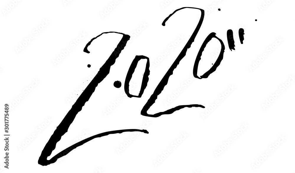 2020 Calligraphic Signs. Hand Lettering Happy New Year Vector Design. Grunge Text for Greeting Card. 2020 Calligraphic Signs. Hand Lettering Happy New Year Vector Design. Grunge Text for Greeting Card.