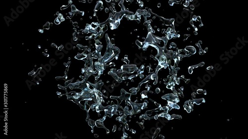 water ball explosion on black