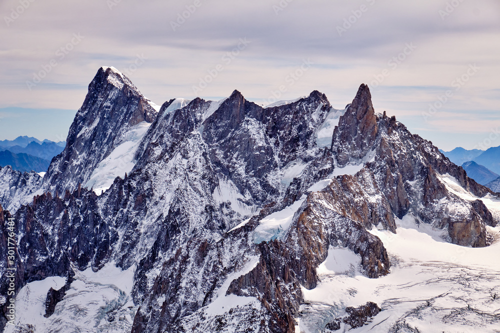 The majestic mountain in the Mont Blanc massif. Alps.