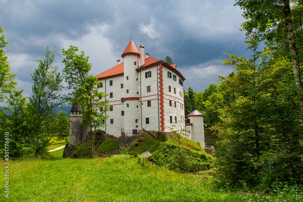 Obraz premium Snežnik Castle is a 13th-century castle in the Lož Valley near the settlement of Kozarišče in the municipality of Loška in Slovenia