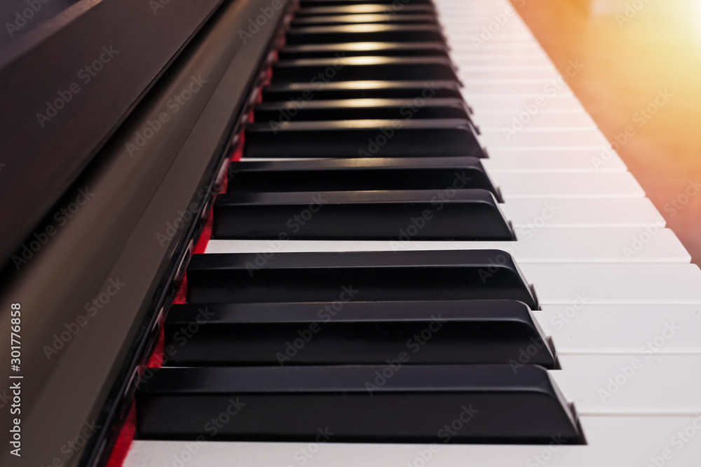 Classic piano keyboard with selective focus. Classic piano keyboard with selective focus.