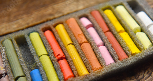 set of colorful pastel crayons