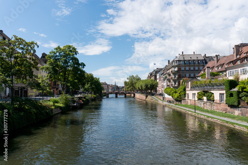panorama view of the historic old town and canals of the city of Strasbourg