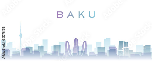 Baku Transparent Layers Gradient Landmarks Skyline