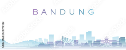 Fotografie Bandung Transparent Layers Gradient Landmarks Skyline