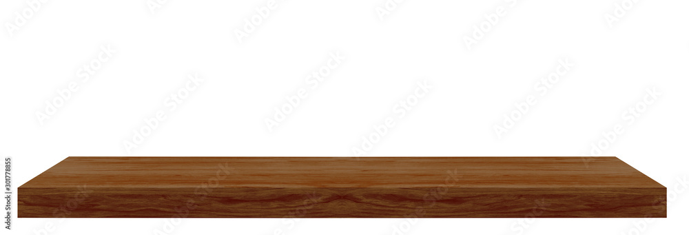 Perspective view of wood or wooden table top isolated on white background including clipping path Perspective view of wood or wooden table top isolated on white background including clipping path