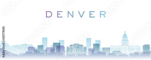 Denver Transparent Layers Gradient Landmarks Skyline