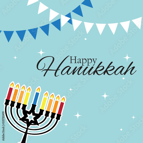 Happy Hanukkah, Jewish Holiday Background. Vector Illustration. Hanukkah is the name of the Jewish holiday