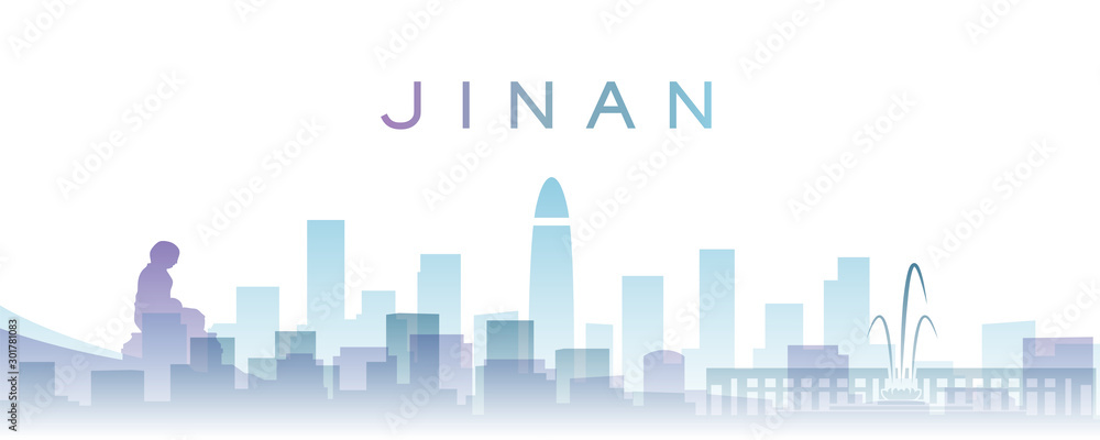 Fototapeta Jinan Transparentne warstwy Gradientowe punkty orientacyjne Skyline
