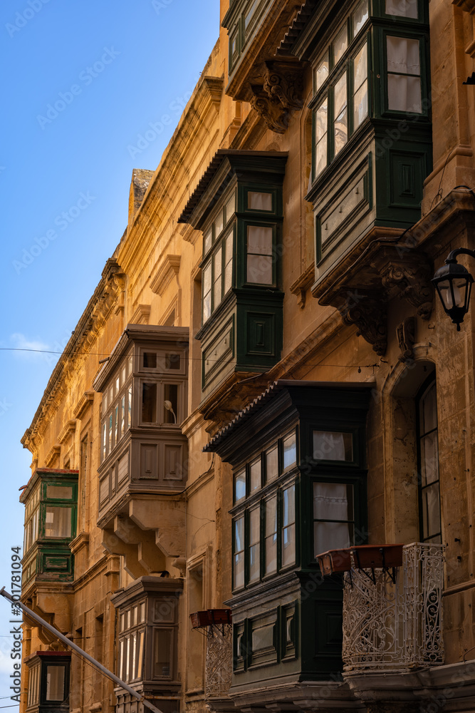 Valletta Houses With Traditional Maltese Balconies