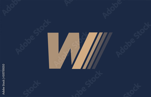 alphabet W blue letter brown logo icon for company and business design