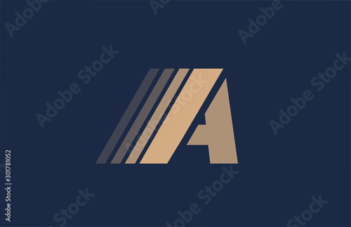 alphabet A blue letter brown logo icon for company and business design