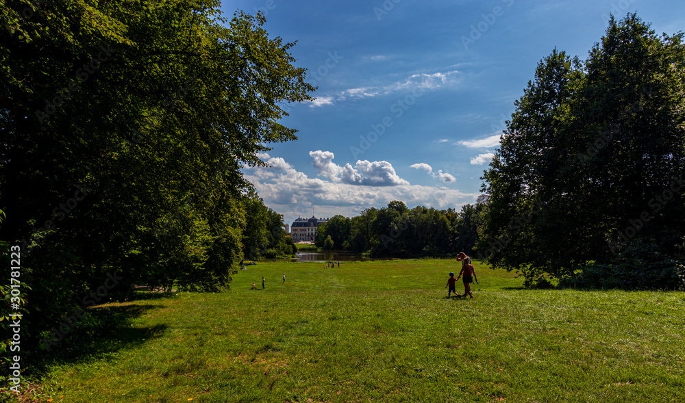 Fototapeta premium Park next to the baroque castle in Pszczyna, Poland