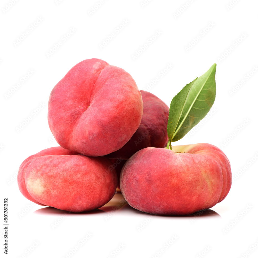 chinese flat peaches on white background chinese flat peaches on white background