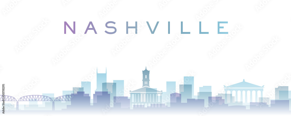 Nashville Transparent Layers Gradient Landmarks Skyline