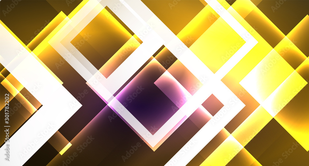 Neon shiny color squares on black, modern template Neon shiny color squares on black, modern template