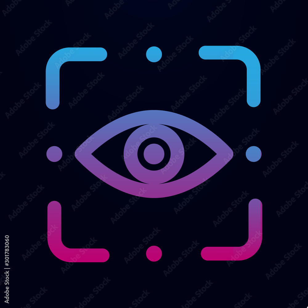 Eye scan nolan icon. Simple thin line, outline vector of Mix icons for ui and ux, website or mobile application Eye scan nolan icon. Simple thin line, outline vector of Mix icons for ui and ux, website or mobile application