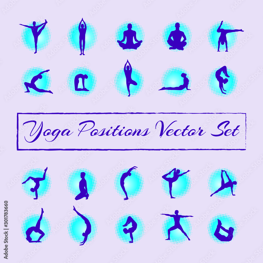 Set of icons of Yoga positions