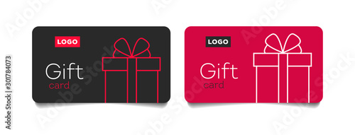 Loyalty card, incentive gift, collect bonus, earn reward, redeem gift, win present, vector mono line icon, linear illustration, outline design photo