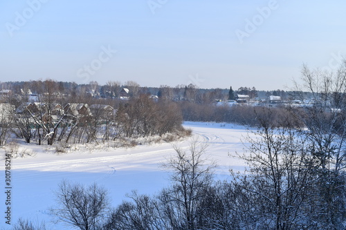 winter landscape with river and trees