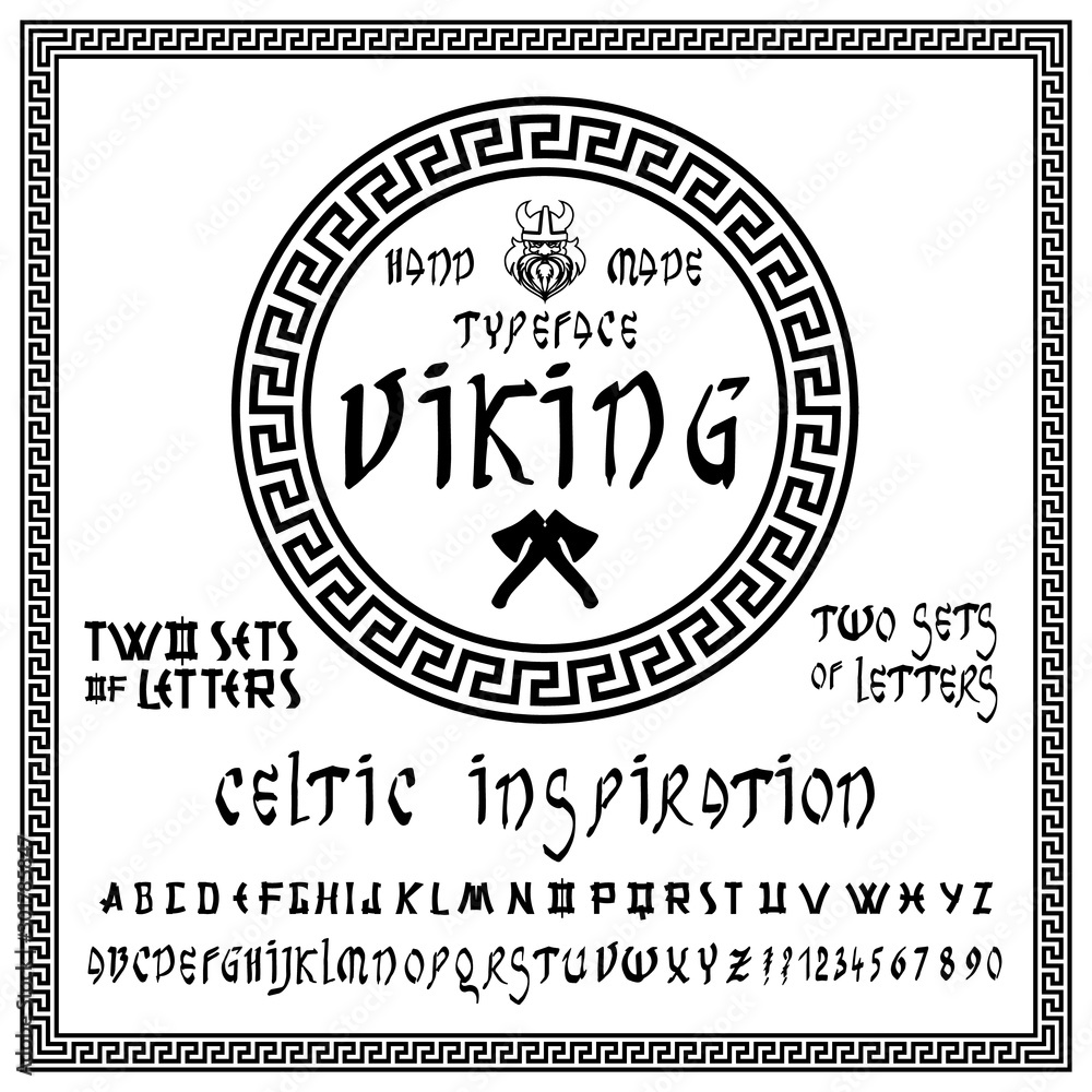Fototapeta premium Two sets letters. Viking typeface.