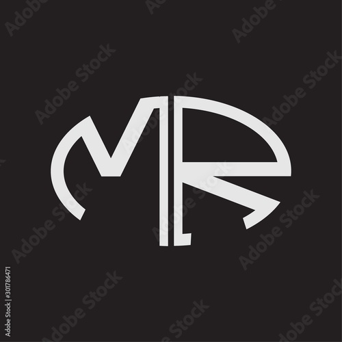 MR Logo letter oval monogram black and white colors