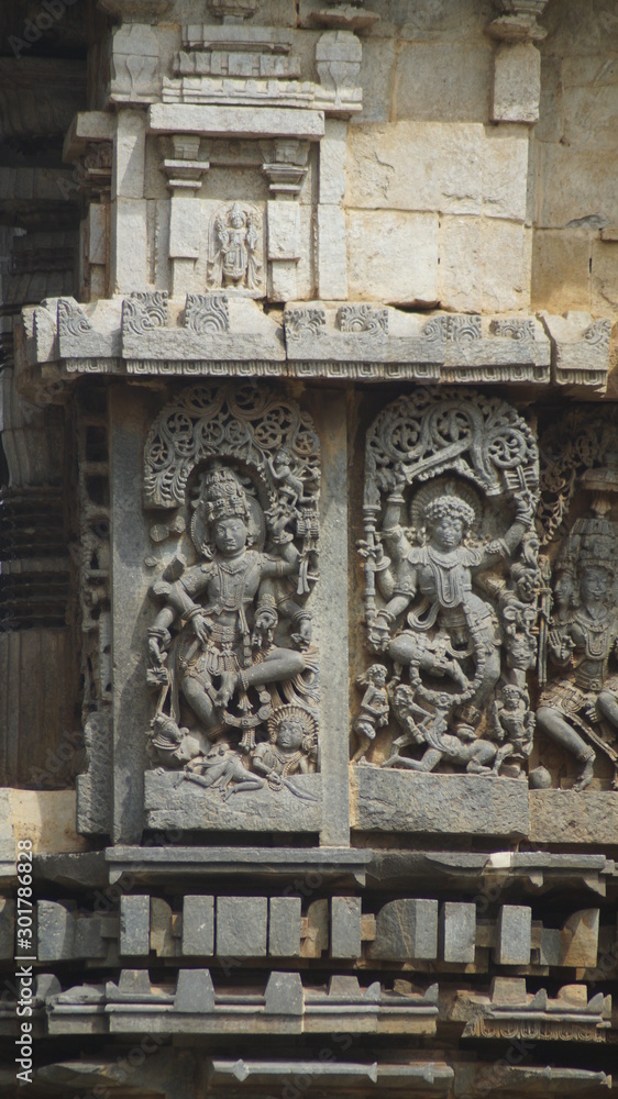 detail of old statue in temple