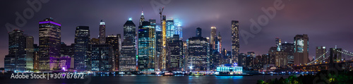 New York city skyline panorama by night