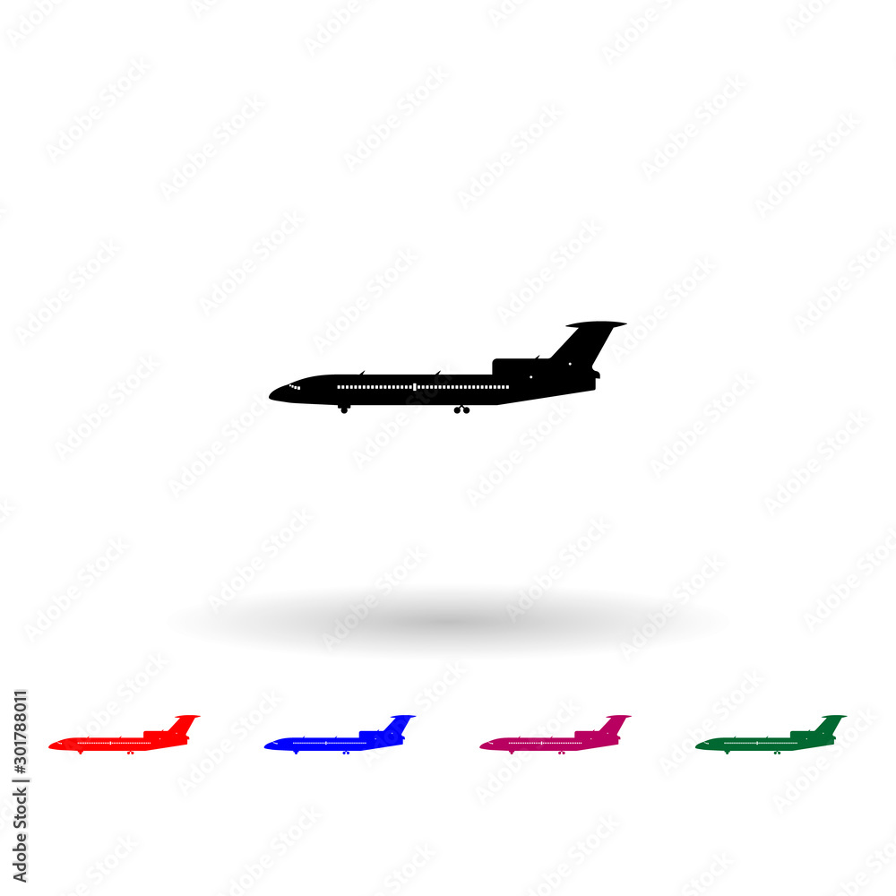 Commercial airplanes multi color icon. Simple glyph, flat vector of air transport icons for ui and ux, website or mobile application