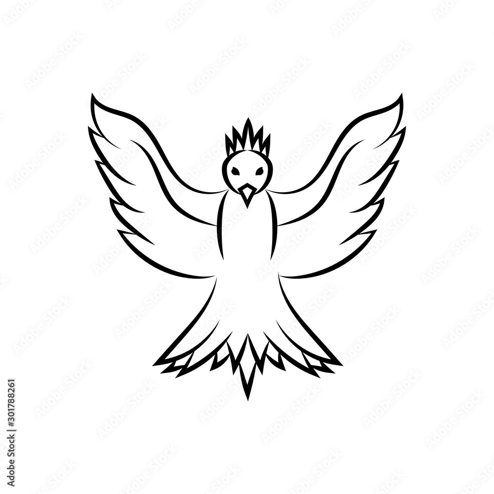 Phoenix bird outline icon isolated on white background. Phoenix bird outline icon isolated on white background.