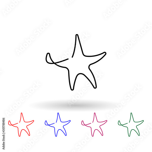 Sea star one line multi color icon. Simple thin line  outline vector of animals one line icons for ui and ux  website or mobile application