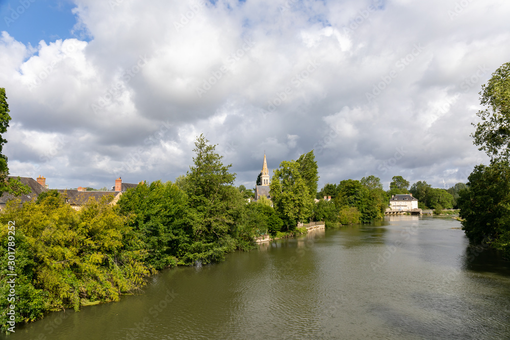 The Loir river at Nogent-sur-Loir, Sarthe, France