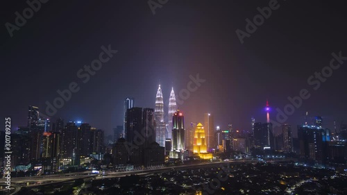 Wallpaper Mural Time Lapse Of Kuala Lumpur Cityscape With Neon Blinking At Night Torontodigital.ca