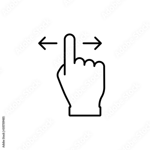 Hand swipe in linear style vector isolated icon. Finger touch outline vector icon. Swipe up icon. Mobile device concept. Vector pointer finger click. Finger touch screen.