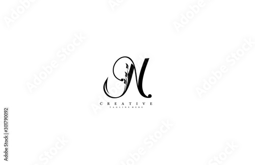 Luxury Logo template flourishes letter N photo