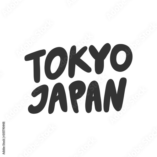 Tokyo Japan. Sticker for social media content. Vector hand drawn illustration design. 