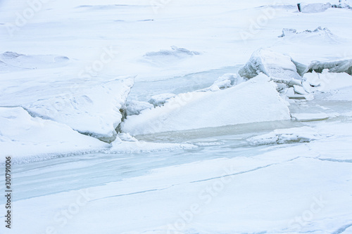 The Ice pressure ridge on the river. Norway, Finnmarks. © Mikhail Pankov