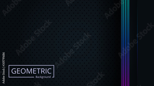 black realistic abstract background with dot pattern and gradient neon line for wallpaper and digital decoration.