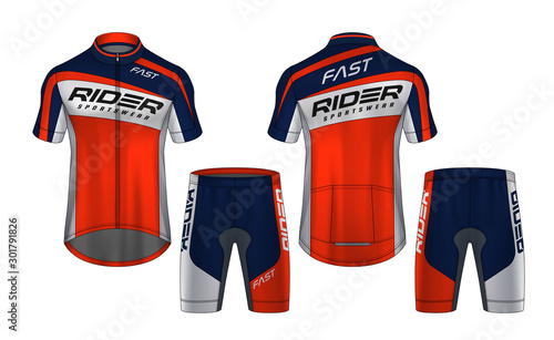 Cycling Jerseys mockup,t-shirt sport design template,uniform for bicycle apparel.