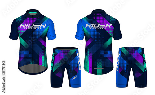 Cycling Jerseys mockup,t-shirt sport design template,uniform for bicycle apparel.