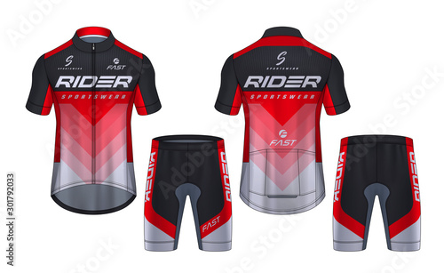 Cycling Jerseys mockup,t-shirt sport design template,uniform for bicycle apparel.