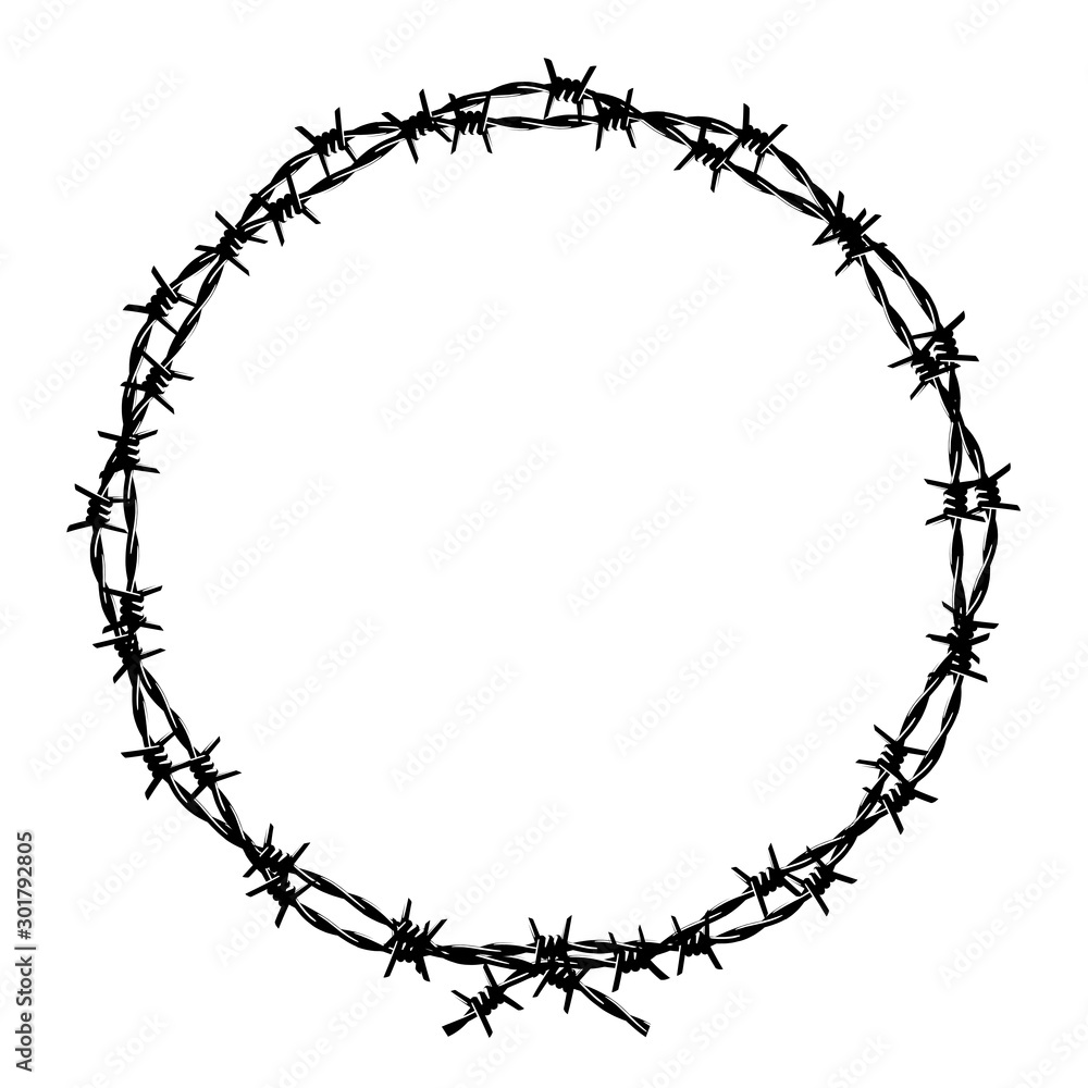 barbed wire wreath vector illustration - obrazy, fototapety, plakaty 