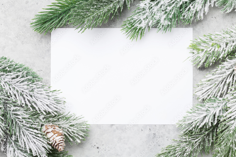 Christmas card with fir tree - obrazy, fototapety, plakaty 