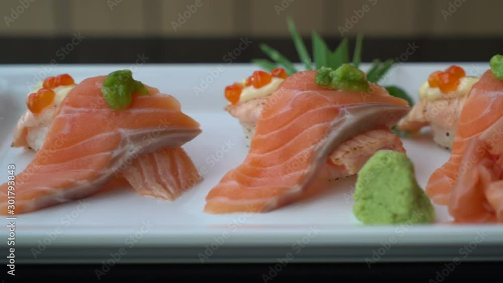 salmon sushi rolls - japanese food salmon sushi rolls - japanese food