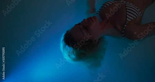In this collection a young woman is enjoying a session in a salt water float tub.  One of the newest trends in spa health and wellness!  This collection was shot on a RED Gemini in 5K resolution with 
