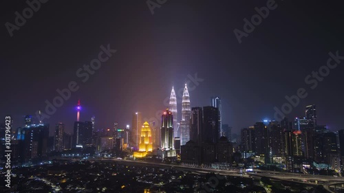 Wallpaper Mural Time Lapse Of Kuala Lumpur Cityscape With Neon Blinking At Night Torontodigital.ca